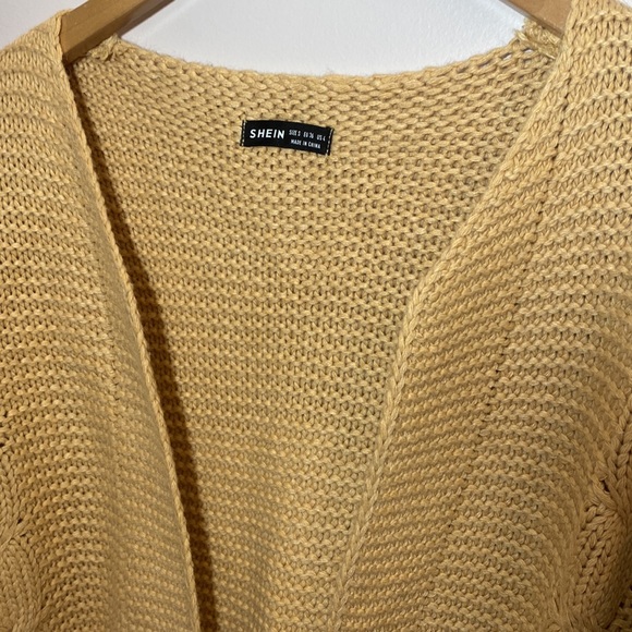 (A4) NEW SHEIN Camel Chunky Cable Knit Open Front Cardigan, Size Small, NWOT - Picture 2 of 10
